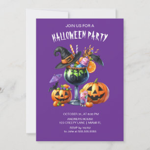 Halloween, lila Gothic Cocktails Einladung