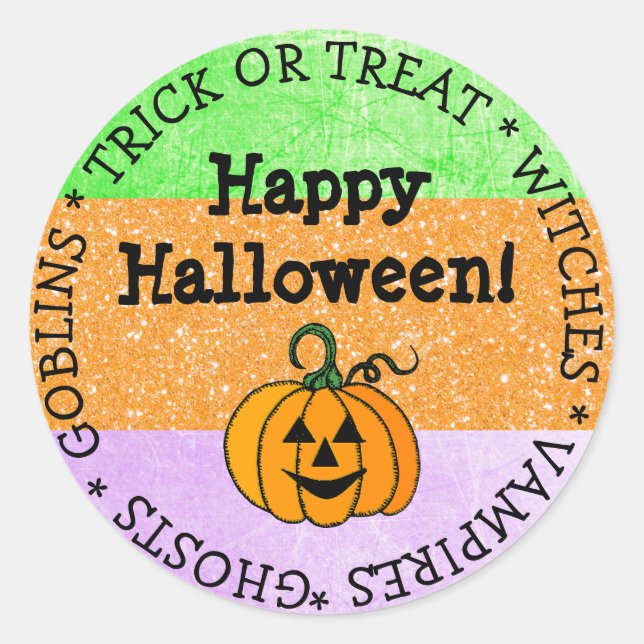 Halloween Lila, Green, Orange Pumpkin Sticker (Vorderseite)