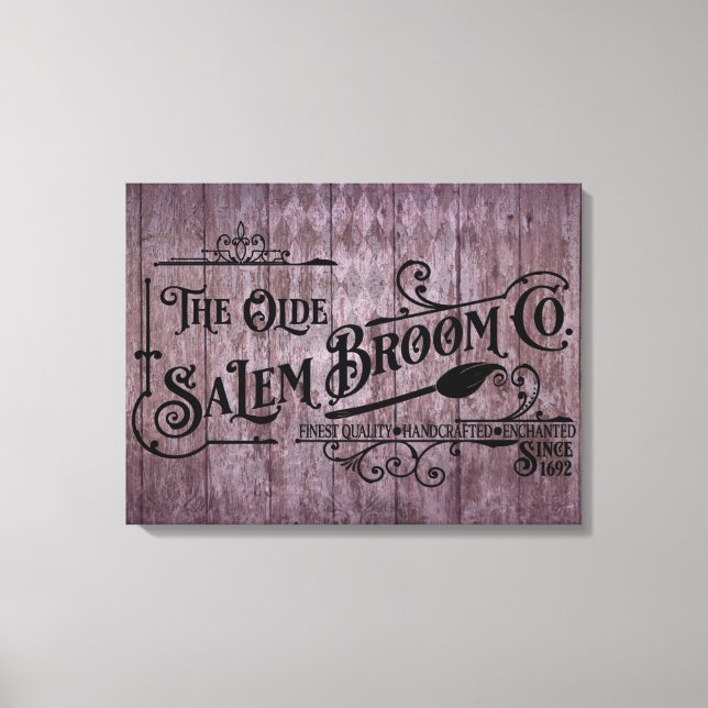 Halloween Lila Grunge Gothic Salem Broom Company Leinwanddruck (Vorderseite)
