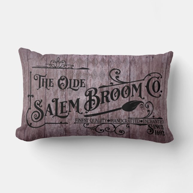 Halloween Lila Grunge Gothic Salem Broom Company Lendenkissen (Vorderseite)