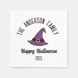 Halloween Lila Hexenhut Personalisierter Name Serviette