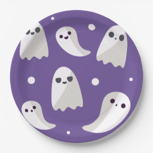 Halloween Lila Niedlich Ghost Pattern Pappteller