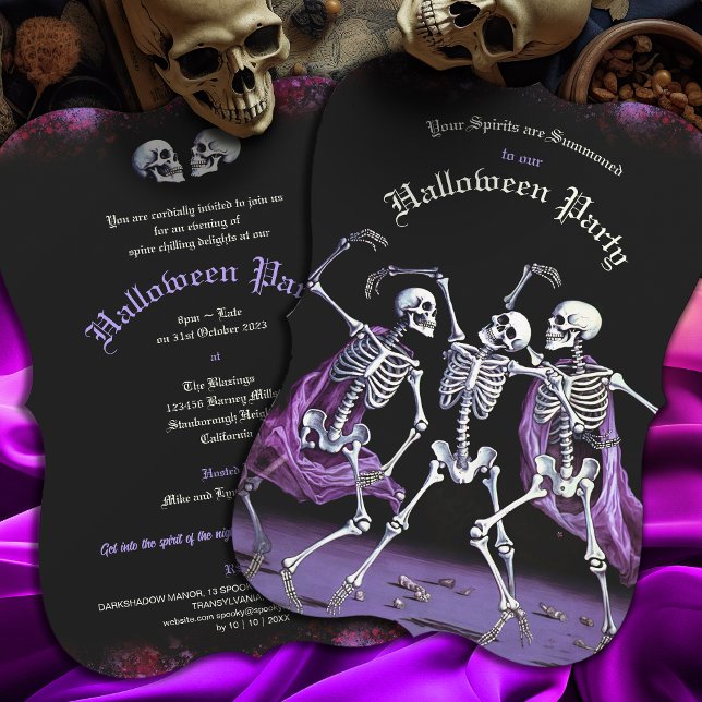 Halloween lila Tanzskelette (If you love Gothic Purple things this is the invitation for you. perfect for Adult Halloween Parties)