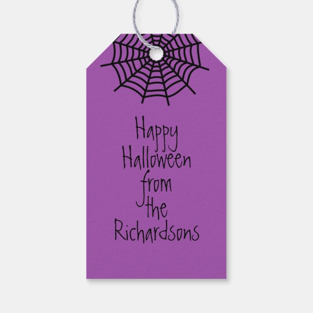 Halloween Lila und Black Personalisiert Geschenkanhänger (Rückseite)