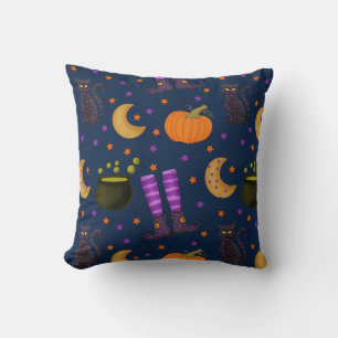 Halloween Lila und Orange Gemustert Kissen