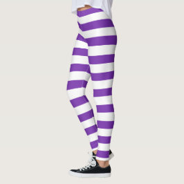 Halloween Lila und weiße horizontale Streifen Hexe Leggings