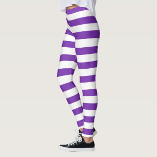 Halloween Lila und weiße horizontale Streifen Hexe Leggings