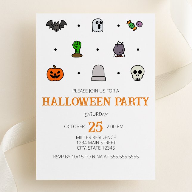 Halloween Line Icons Halloween-Party Einladung (Von Creator hochgeladen)