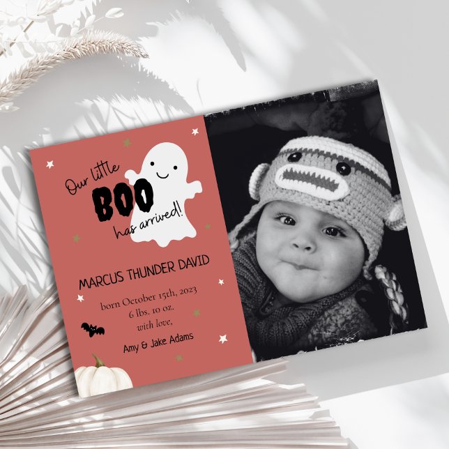 Halloween Little Boo Baby Birth Foto Ankündigung (Von Creator hochgeladen)