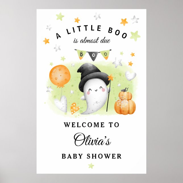 Halloween Little Boo Baby Dusche Begrüßungszeichen Poster (Vorne)