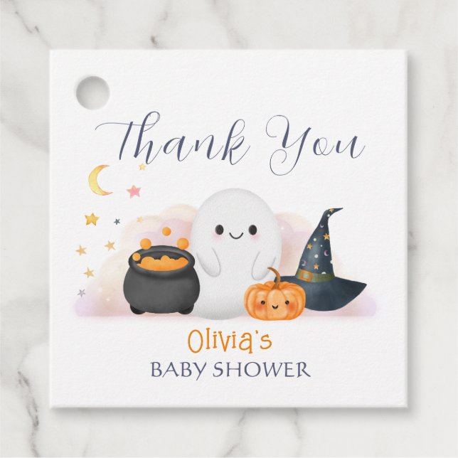 Halloween Little Boo Baby Dusche Danke Geschenkanhänger (Vorderseite)