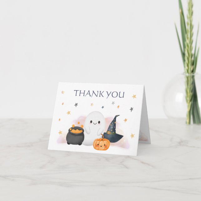 Halloween Little Boo Baby Dusche Dankeskarte (Vorderseite)