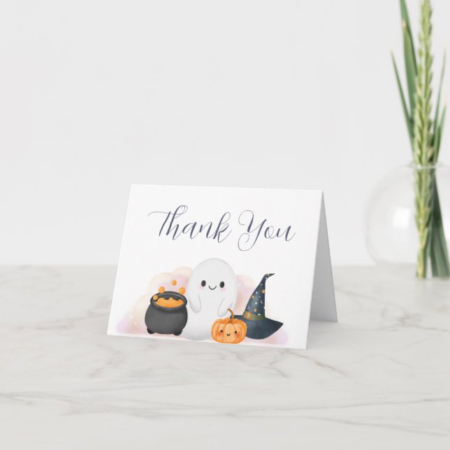 Halloween Little Boo Baby Dusche Dankeskarte (Vorderseite)