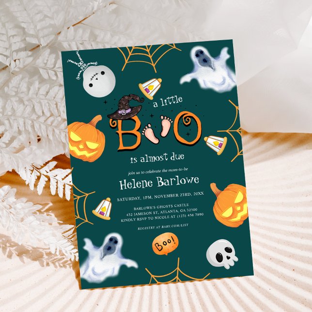 Halloween Little Boo Baby Dusche Einladung (Halloween Little Boo Baby Shower Invitation)