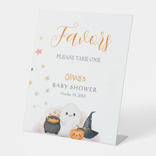 Halloween Little Boo Baby Shower Favoriten Party Sockelschild (Vorderseite)