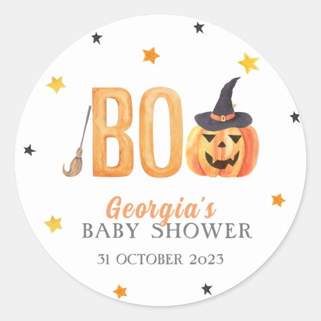 Halloween Little BOO Babydusche Runder Aufkleber (Vorderseite)