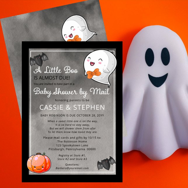 Halloween Little Boo Ghost Boy Baby Dusche by Mail Einladung (Halloween A Little Boo Ghost Boy Baby Shower By Mail Invitation)