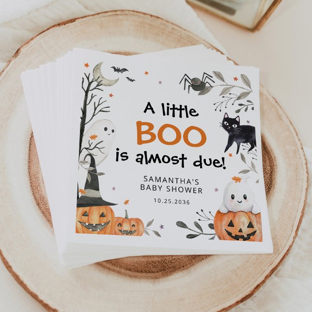 Halloween Little Boo Ghost Pumpkin Baby Shower Serviette (Von Creator hochgeladen)