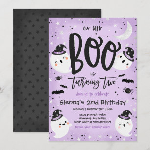 Halloween Little Boo Lila Ghost 2. Geburtstag Einladung
