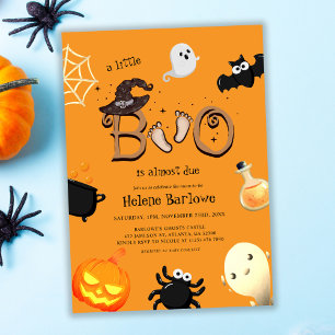 Halloween Little Boo Orange Babydusche Einladung