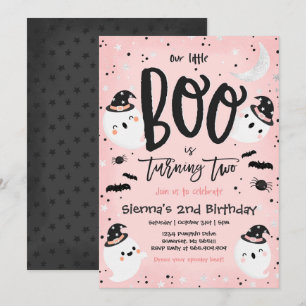 Halloween Little Boo Pink Ghost 2. Geburtstags-Par Einladung