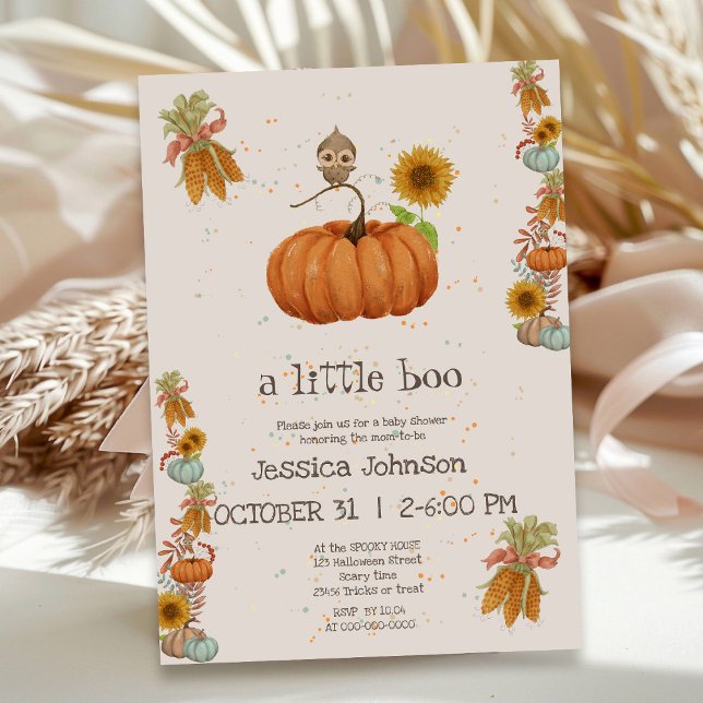 Halloween Little Boo Pumpkin Niedliche Fall Baby D Einladung (Von Creator hochgeladen)