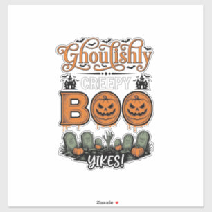 Halloween Little Boo Yah Süße Gruselige Vektorgest Aufkleber