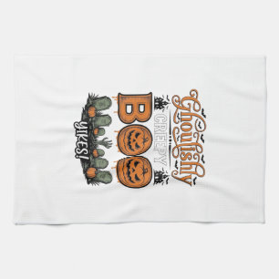 Halloween Little Boo Yah Süße Gruselige Vektorgest Geschirrtuch