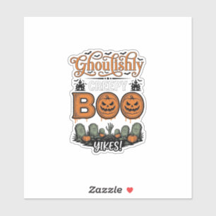 Halloween Little Boo Yah Süßer Gruseliger Vektorde Aufkleber