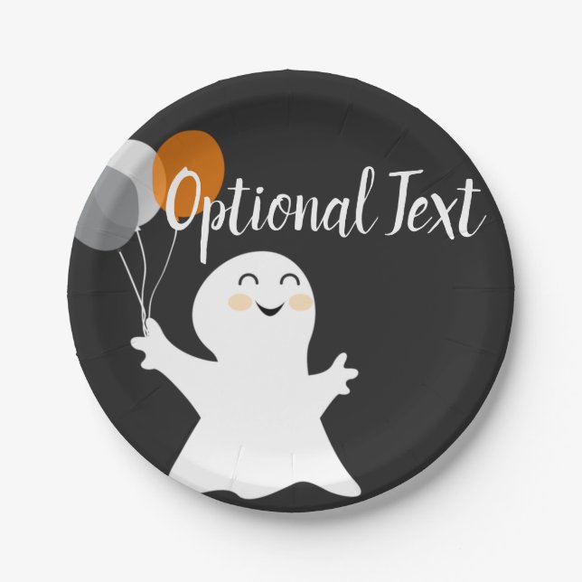 Halloween Little Ghost mit Balloons Pappteller (Vorderseite)