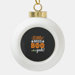 Halloween Little Miss Boo Yah Kürbisdesign_1 Keramik Kugel-Ornament