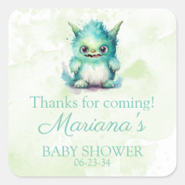 Halloween Little Monster Boy Baby Shower Quadratischer Aufkleber