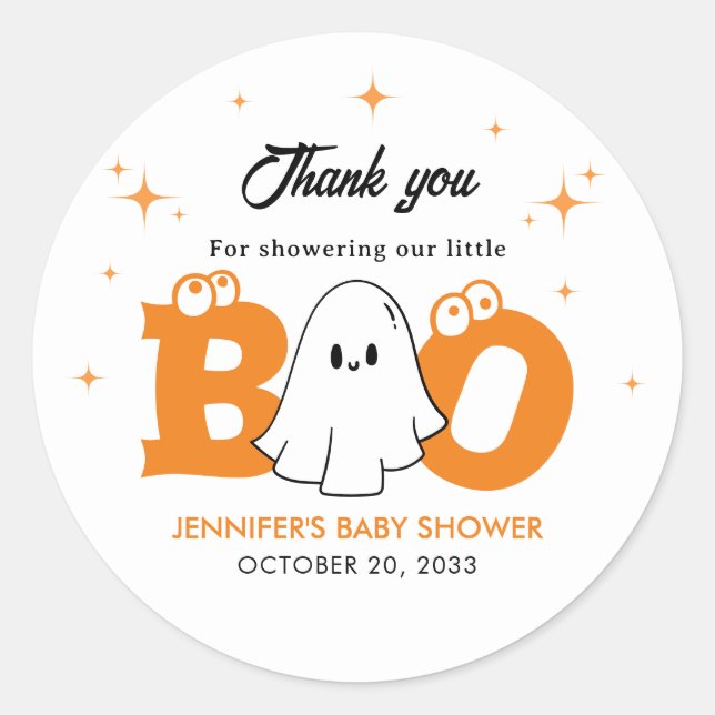 Halloween Little Neutral Boy Baby Dusche Danke Runder Aufkleber (Vorderseite)
