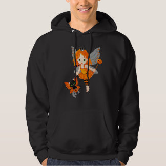 Halloween Little Orange Fairy With A Black Cat Hoodie
