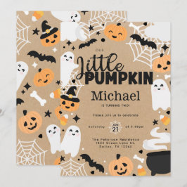 Halloween Little Pumpkin Ghost Birthday Party Einladung