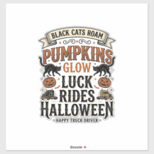 Halloween-LKW-Fahrer-Shirt mit schwarzen Katzen un Aufkleber