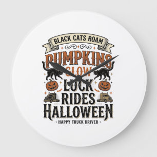 Halloween-LKW-Fahrer-Shirt mit schwarzen Katzen un Große Wanduhr