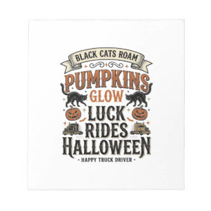 Halloween-LKW-Fahrer-Shirt mit schwarzen Katzen un Notizblock
