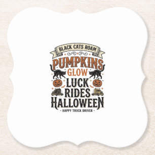Halloween-LKW-Fahrer-Shirt mit schwarzen Katzen un Untersetzer