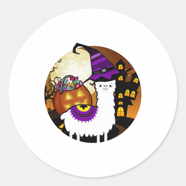 Halloween Llama Alpaca Funny Lama Glama Cooles Ges Runder Aufkleber (Vorderseite)