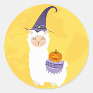 Halloween Llama Runder Aufkleber