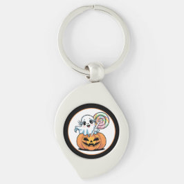 Halloween Lollipop Ghost On Pumpkin Schlüsselanhänger