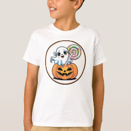 Halloween Lollipop Ghost On Pumpkin T-Shirt