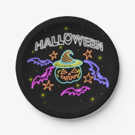 Halloween Look Pumpkin Hat Bats Party 7" Pappteller