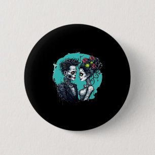 Halloween Lovers Frankenstein Skeleton Button
