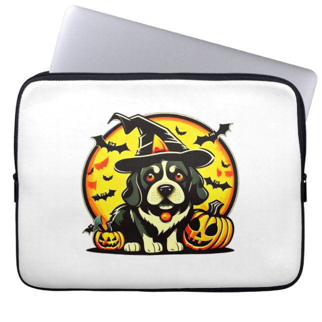 Halloween Lowchen Hund Laptopschutzhülle (Vorderseite)