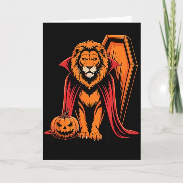 Halloween-Löwe-Sarg Löwen  Karte (Vorderseite)