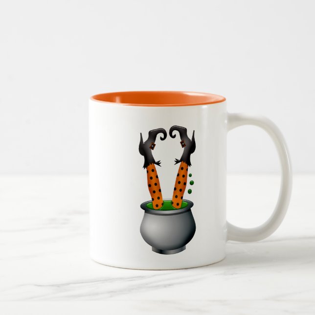 Halloween-lustige Hexe Zweifarbige Tasse (Rechts)
