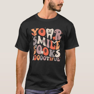 Halloween Lustige Zähne Zahnarzt Geist Dein Lächel T-Shirt