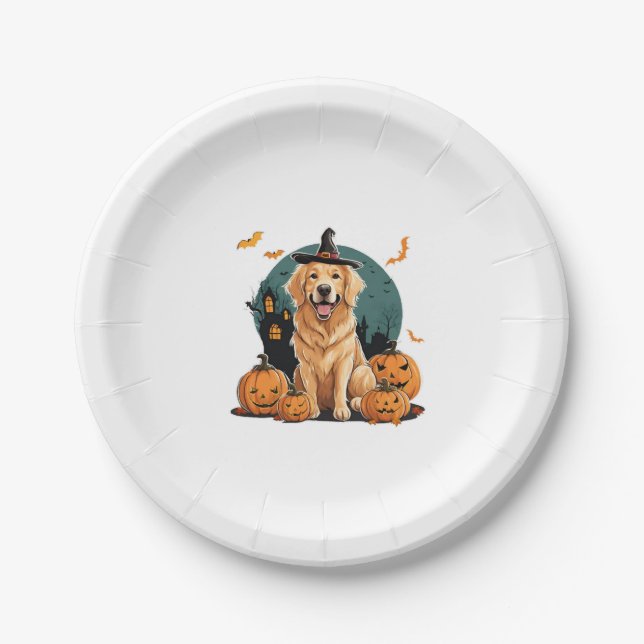halloween lustiger Hund Pappteller (Vorderseite)